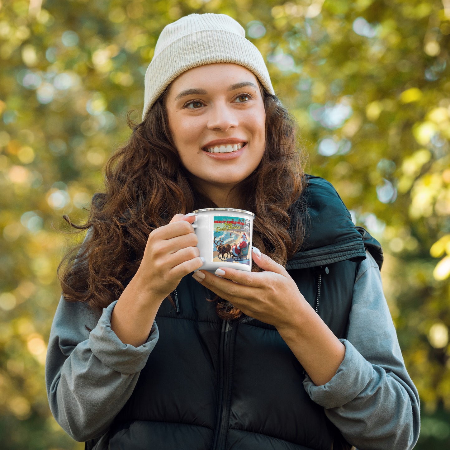 Merry Christmas From Santa Monica Enamel Mug