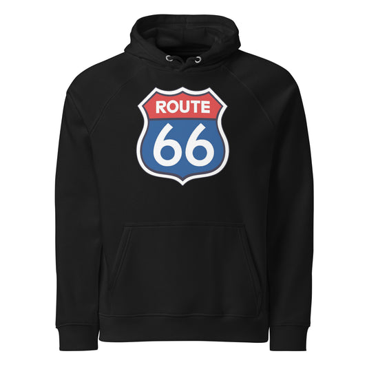 Black Route 66 Hoodie w/ Classic Style Emblem