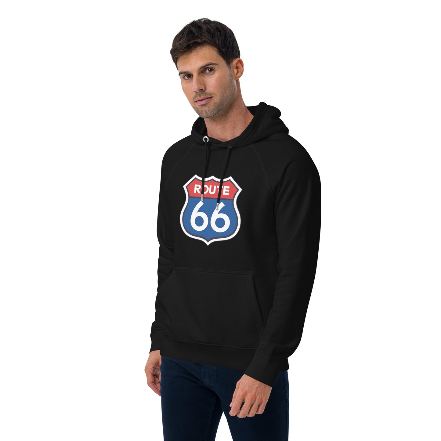 Black Route 66 Hoodie w/ Classic Style Emblem