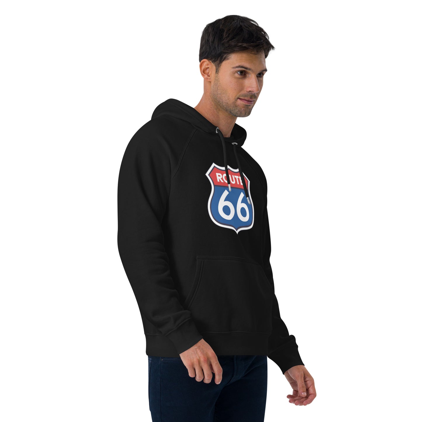 Black Route 66 Hoodie w/ Classic Style Emblem